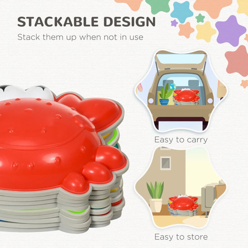 9PCs Kids Stepping Stones with TPE Anti-Slip Edge, Crab-Designed Balance River Stones, Obstacle Courses, Stackable