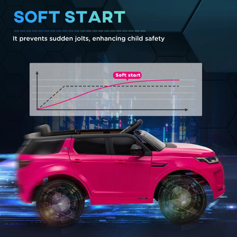 Licensed Land Rover Discovery Sport, 12V Kids Ride on Car w/ Remote Control, Lights, Music, Horn, for 3-6 Years, Pink