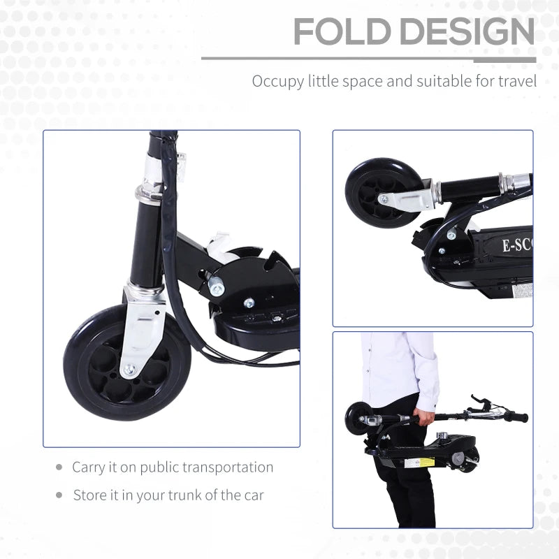Powered E-Scooter Ride-On, with Brakes, Adjustable Seat, Adjustable Handlebars, Black