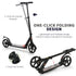 Folding Kick Scooter, Adjustable Ride On Scooter with 200mm Big Wheels and Double Shock Absorption, Urban Scooter for 14+ Teens Adult, Black