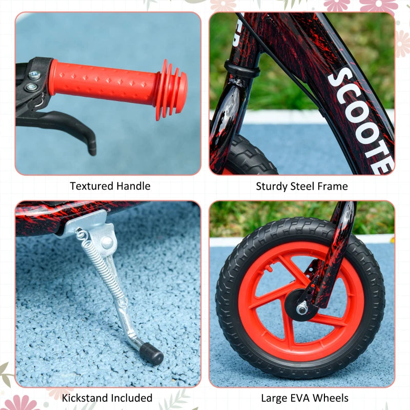 Kids Scooter with Adjustable Handlebar, Children's Kick Scooter with Non-slip Footplate, Rear Brake, Kickstand, Red