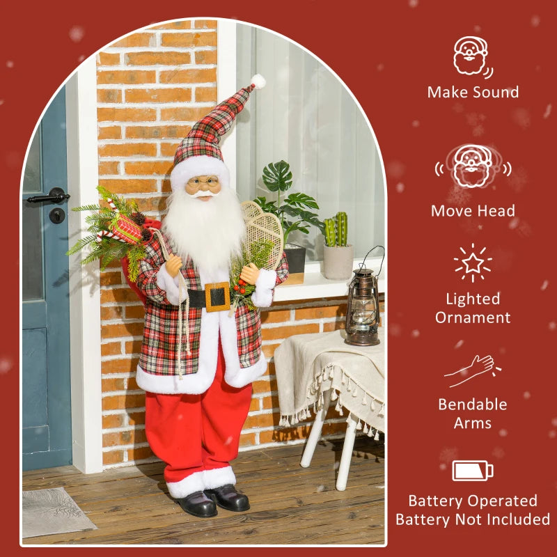 4'3" Animated Santa Claus Figure, with Sound and Lights - Red/Green