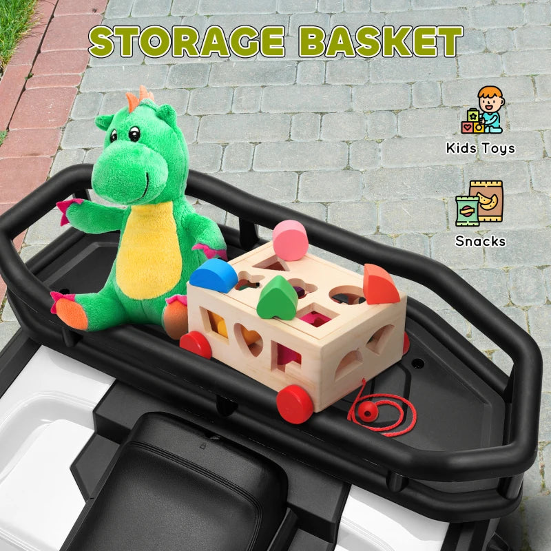12V Kids Electric Ride on ATV, Battery-Powered Quad Bike w/ Spring Suspension, Forward Backward, Storage Basket, Green