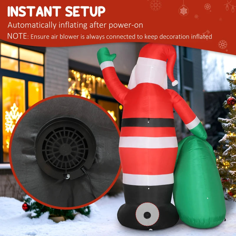 9ft/275 cm Christmas Inflatable Santa with Bear Sack, Giant Christmas Blow Up Decoration with Built-in LED Lights for Garden, Indoor Outdoor Home Decor