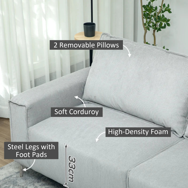 Three-Seater Corduroy - Light Grey