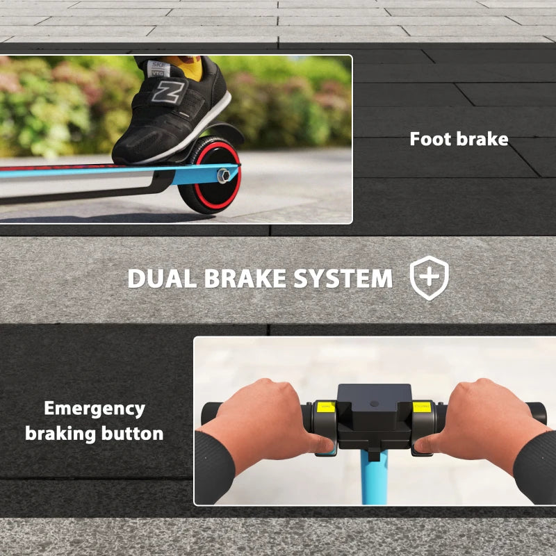 Folding Electric Scooter for Kids, with Dual Brakes, Front Suspension, LED Colourful Lights, Blue