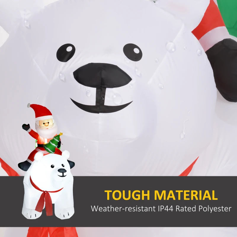 6.6ft Inflatable Santa Riding Polar Bear Decoration