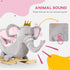 Kids Elephant-Designed Rocking Horse, with Safety Belt, Wooden Base, for Ages 18-36 Months - Grey