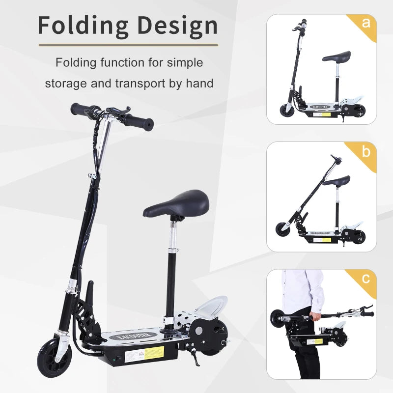 Foldable Powered Scooter with Adjustable Seat, Brake, Black