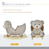 Kids Children Rocking Horse Plush Ride On Bear Seat w/ Sound Wood Base Seat Safety Belt Toddler Baby Toy for 18-36 Months Grey