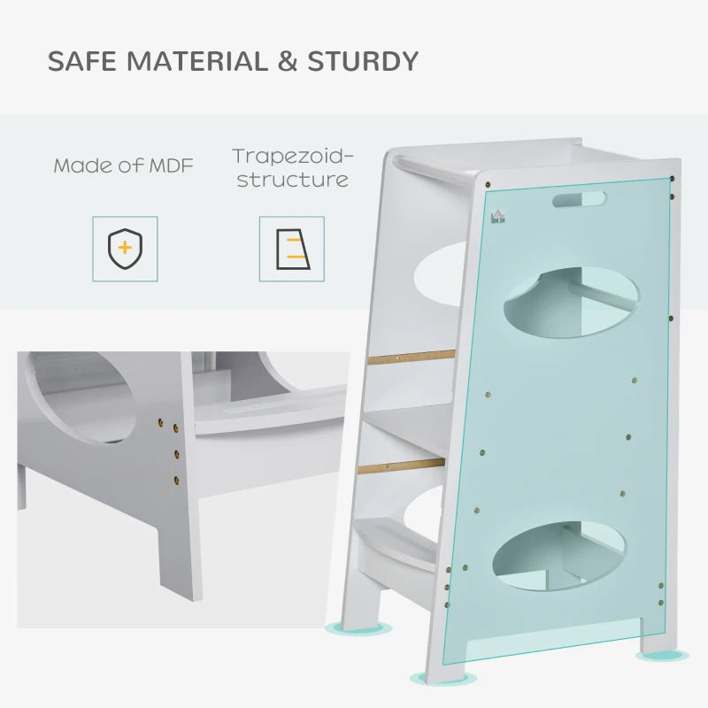 Kids Step Stool Toddler Kitchen Stool Tower with Adjustable Standing Platform, Grey