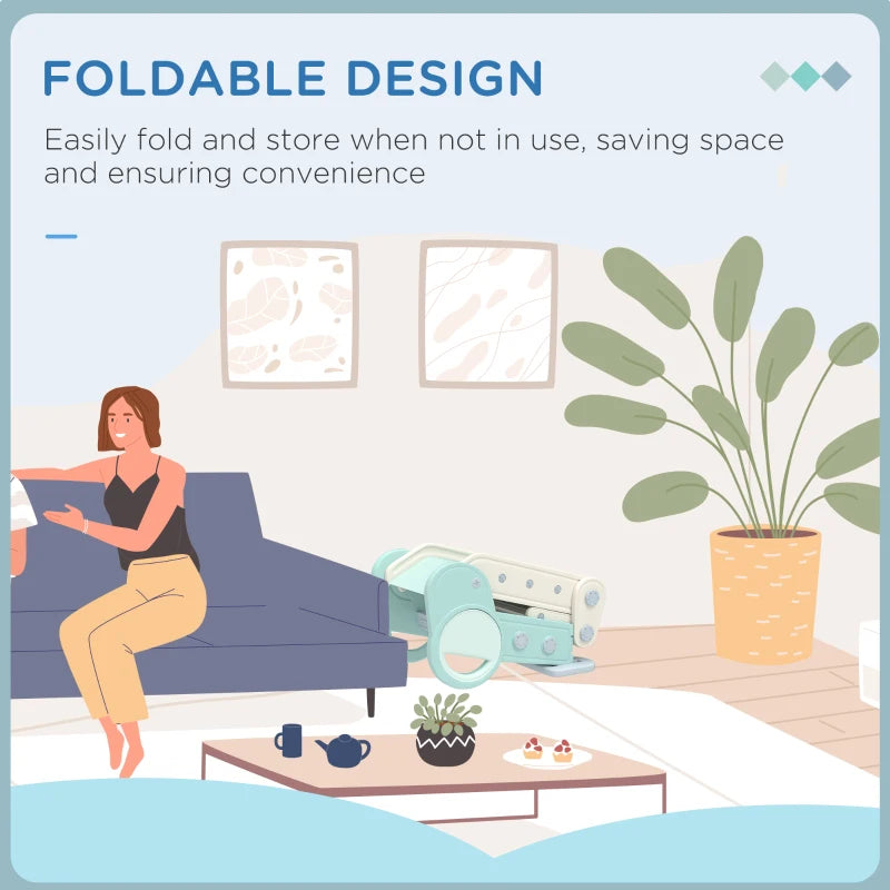 Foldable Kids Slide, Freestanding Baby Slide, for Ages 1.5-3 Years, Grey & Green