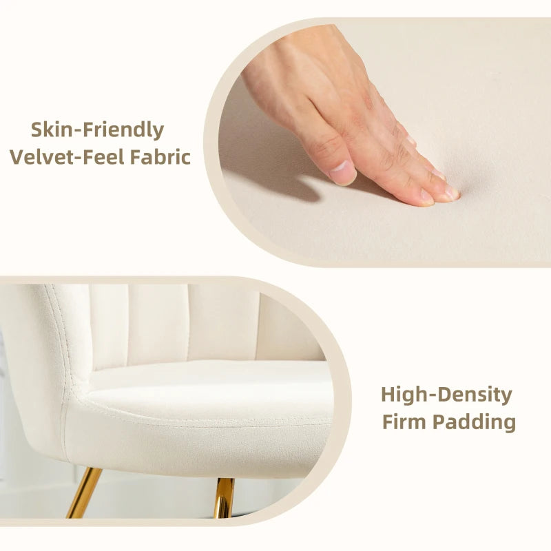 Velvet-Feel Lotus Petal Accent Chair - Cream