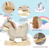 Kids Rocking Horse, Children Plush Ride On Donkey Animal Rocker w/ Sound, Wood Base Seat, Safety Belt, Baby Toy Rocker for Toddler 18 - 36 Months, Grey