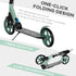 One-click Folding Kick Scooter for 14+ w/ Adjustable Handlebar, Push Scooter with Kickstand, Dual Brake System, Shock Absorber, 200mm Wheels & ABEC-9 Bearings