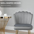 Velvet-Feel Shell Accent Chair - Grey