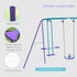 Metal Swing Set, with Seesaw, Adjustable Height, for Ages 3+ Years, Purple