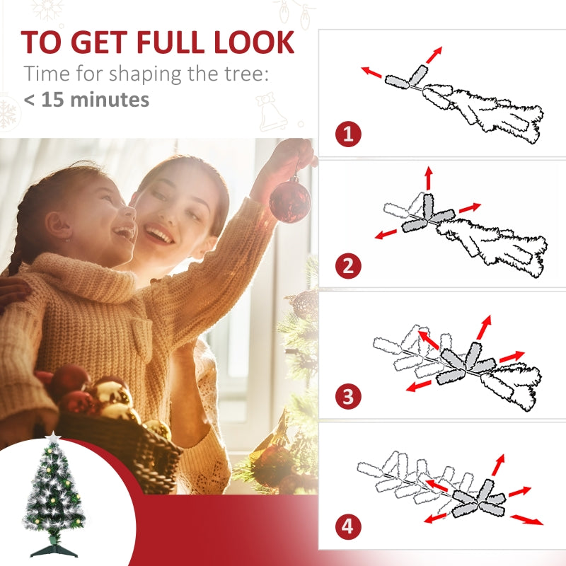 3ft White Light Artificial Christmas Tree w/ 90 LEDs Star Topper Tri-Base Full Bodied Seasonal Decoration Pre-Lit Home
