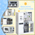 Pretend Play Toy Kitchen, Kids Kitchen Playset w/ Sounds, Lights, Running Water, Coffee Maker, Refrigerator
