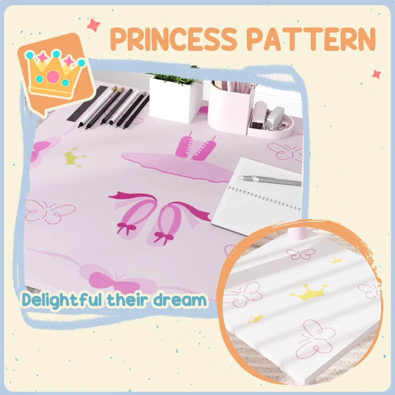 Princess-Designed Kids Table and Chairs Set for Activity, Art, Drawing, Toddler Table and Chairs Set for Playroom