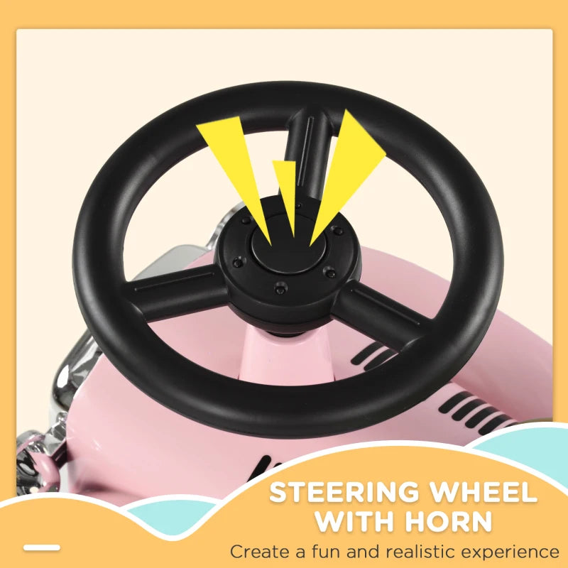Foot to Floor Slider for Toddlers with Under-Seat Storage, Ride on Sliding Car with Horn, for Ages 12-36 Months - Pink