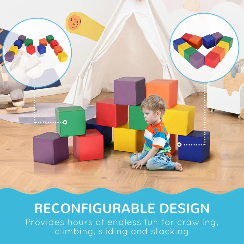 12 Piece Soft Play Foam Blocks Toy Building Stacking Compliant Learning Toys for Toddler Baby Kids Preschool