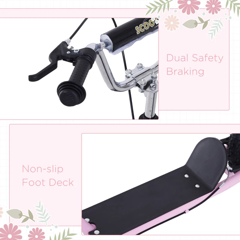 Stunt Scooter, Kids Scooter with 16" Big Wheels, Adjustable Height, Dual Brakes, for Ages 5+ Years, Pink