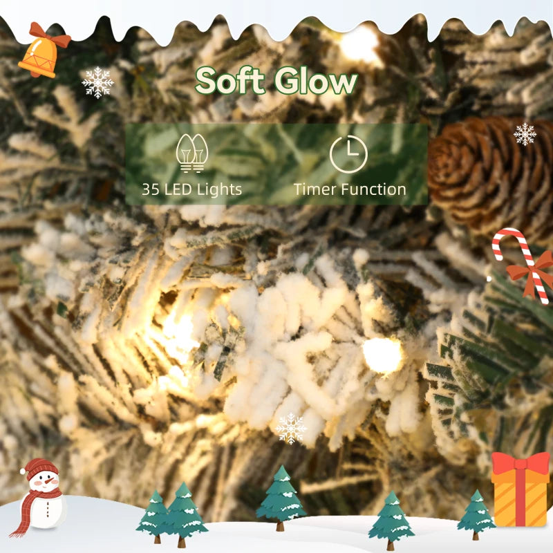 60cm/ 24inch Flocked Prelit Christmas Wreath