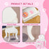 Kids Vanity Table and Chair Set with Tri-Folding Mirror and Stool, Makeup Dressing Table with Drawer, White