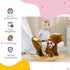 Kids Rocking Horse, with Safety Harness, Sounds, Foot Pedals - Brown