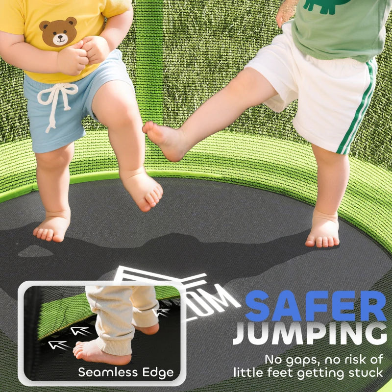 Kids Trampoline, with Enclosure Net, Steel Frame, for Ages 3-6 Years - Green