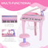 37 Keys Kids Mini Electronic Keyboard Children Grand Piano with Stool Microphone Light Musical Instrument Educational Game Toy Set (Pink)