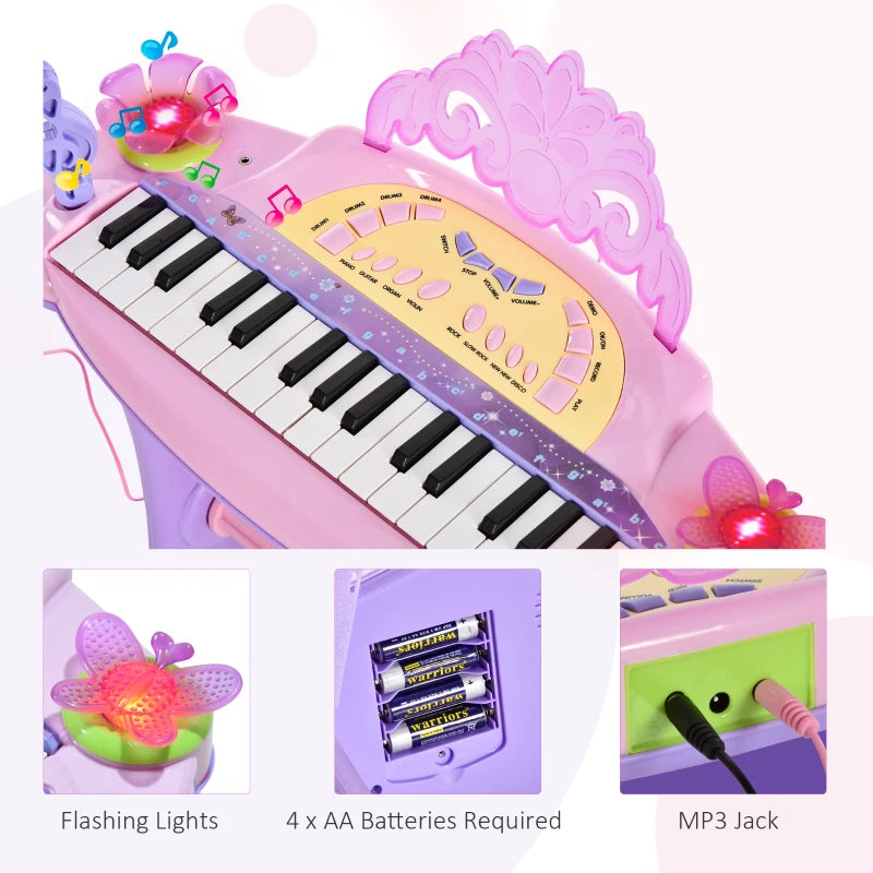 32 Keys Kids Mini Electronic Keyboard Musical Instrument Educational Game Toy Children Grand Piano Stool Microphone
