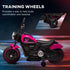 6v Electric Motorbike with Training Wheels, One-Button Start - Pink