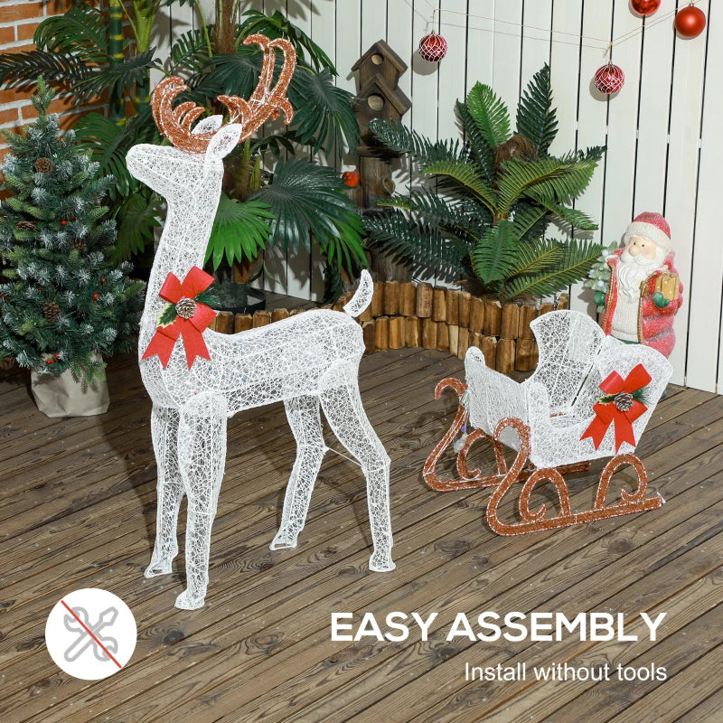 170 LED Light Reindeer and Sleigh Christmas Decoration