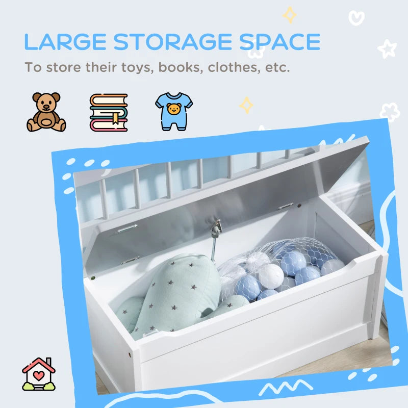 2 In 1 Kids Storage Bench, Toy Box w/ Safety Rod - Grey