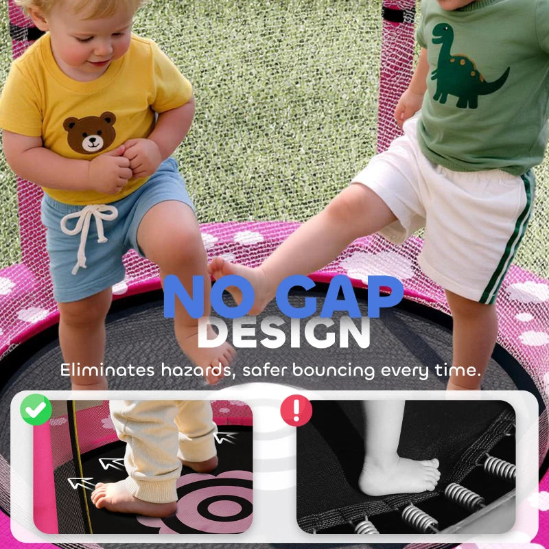 4.6ft Toddler Trampoline w/ Safety Enclosure Net, for Indoor Outdoor Use, Ages 3-6 Years, Pink