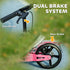 Kids Scooter with Four-Level Adjustable Handlebar, Dual Brake System, 200mm Wheels, ABEC-7 Bearings, Pink