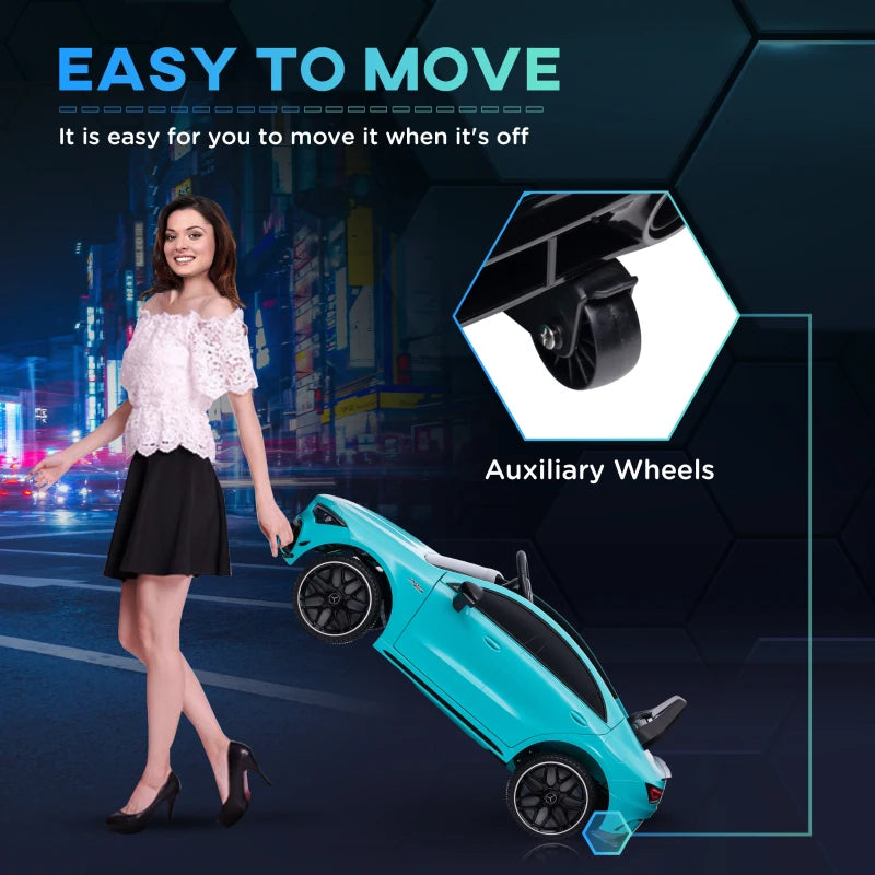 Mercedes-Benz AMG CLA 45 Licensed 12V Kids Electric Car Ride on Car w/ Remote, Suspension Lights Music Horn - Light Blue