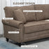 196cm 3 Seater Sofa, Fabric Sofa with Rubber Wood Legs, Nailhead Trim, 2 Pillows, Small Upholstered Couch Settee for Living Room, Guest Room, Brown