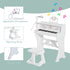 37 Keys Kids Piano Mini Electronic Keyboard Light Kids Musical Instrument Educational Game Children Grand Piano Toy Set w/Stool & Microphone & Music Stand (White)