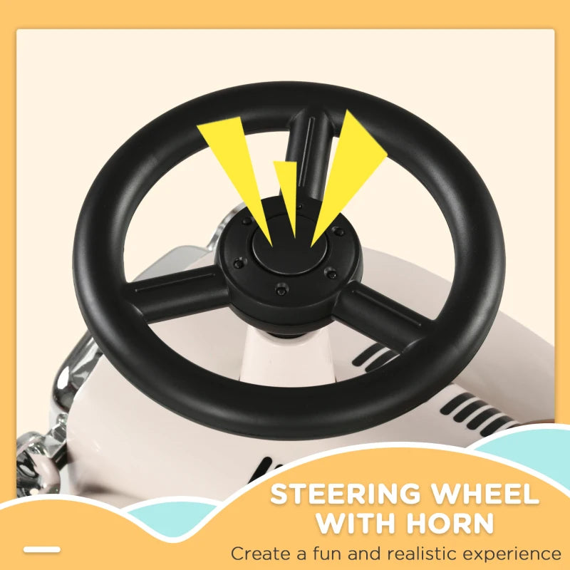 Foot to Floor Slider for Toddlers with Under-Seat Storage, Ride on Sliding Car with Horn, for Ages 12-36 Months - Cream