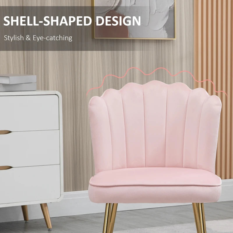 Velvet-Feel Shell Accent Chair - Pink