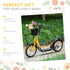 Kids Scooter, Kick Stunt Scooter with Adjustable Handlebar, Dual Brakes, Basket, Cupholder, Mudguard, 16" Inflatable Rubber Wheels, for 5-12 years, Orange