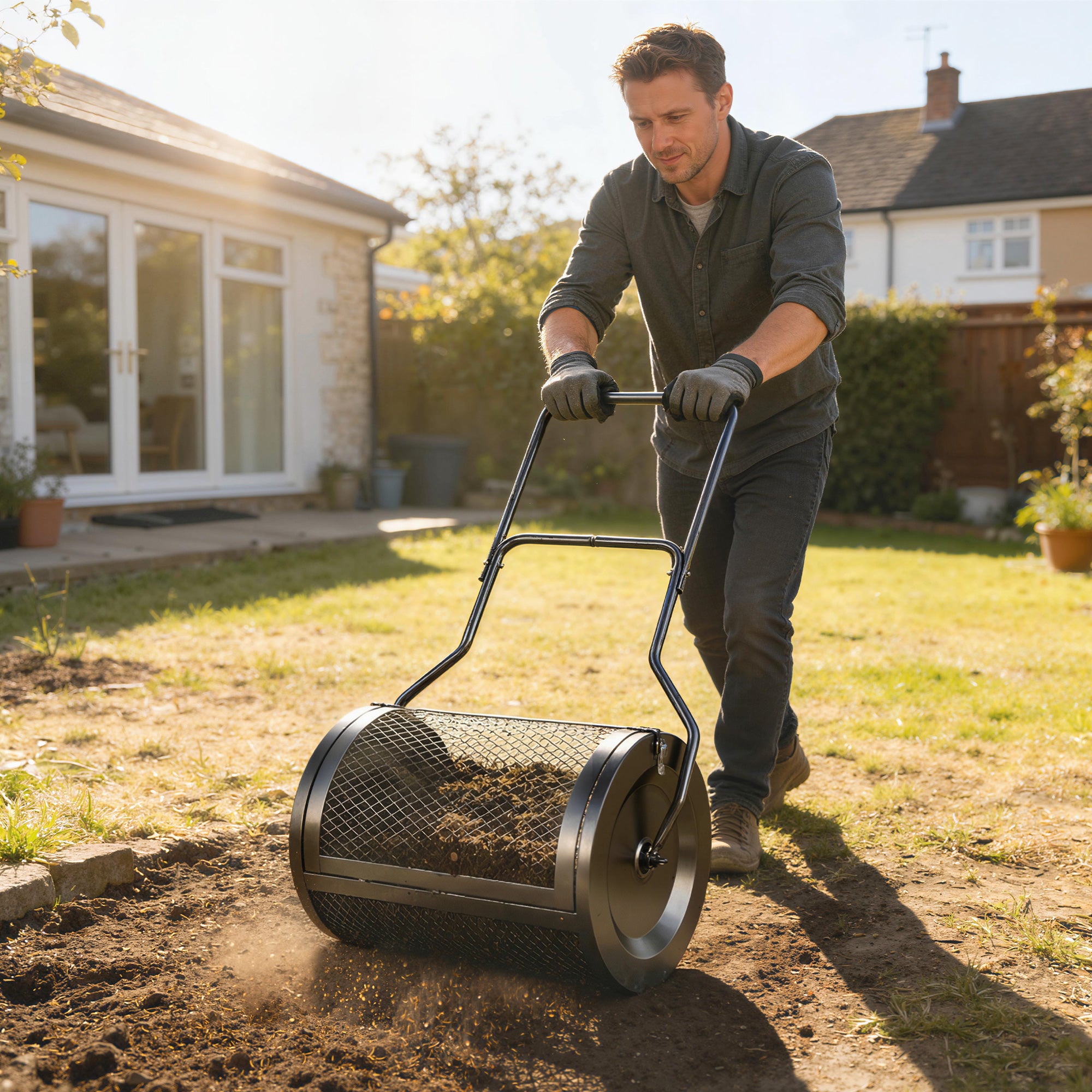 Outsunny Compost Spreader, 20" Peat Moss Spreader