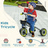 Kids Trike, Tricycle, with Adjustable Seat, Basket, Bell, for Ages 2-5 Years - Black