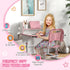 Height Adjustable Kids Study Table and Chair Set, with Drawer, Storage Shelf, 80 x 54.5 x 104 cm, Pink