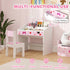 Children Study Table and Chair, Kids Desk and Chair Set with Storage, Pull-Out Drawer, for Ages 3-6 Years, Pink