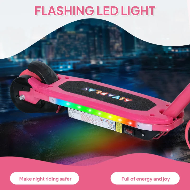Electric Scooter for Kids 6-14 Years, with Colourful Lights, Pink