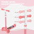 Kids 3 Wheel Scooter for 2-6 Years Old w/ Adjustable Height, LED Light, TPE Handlebar, Pink